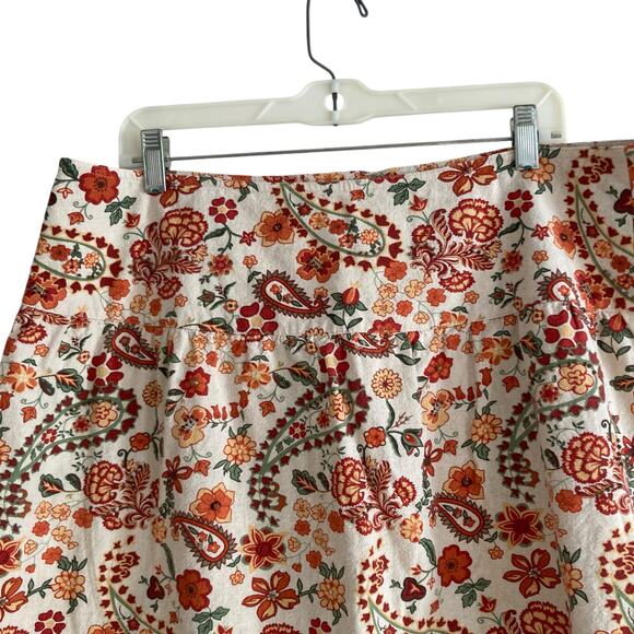 Christopher & Banks White Red Floral Beaded Linen Cotton Beaded Skirt Size 16 - Picture 5 of 16